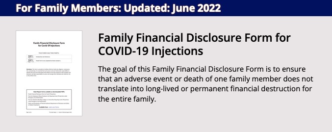 Updated: Family Financial Disclosure Form for COVID-19 Injections