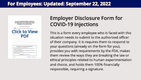 Updated: Employer Disclosure Form for COVID-19 Injections